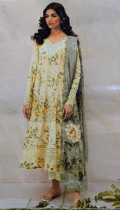7-Piece Borer Embroidered Lawn Suit with Chiffon Dupatta