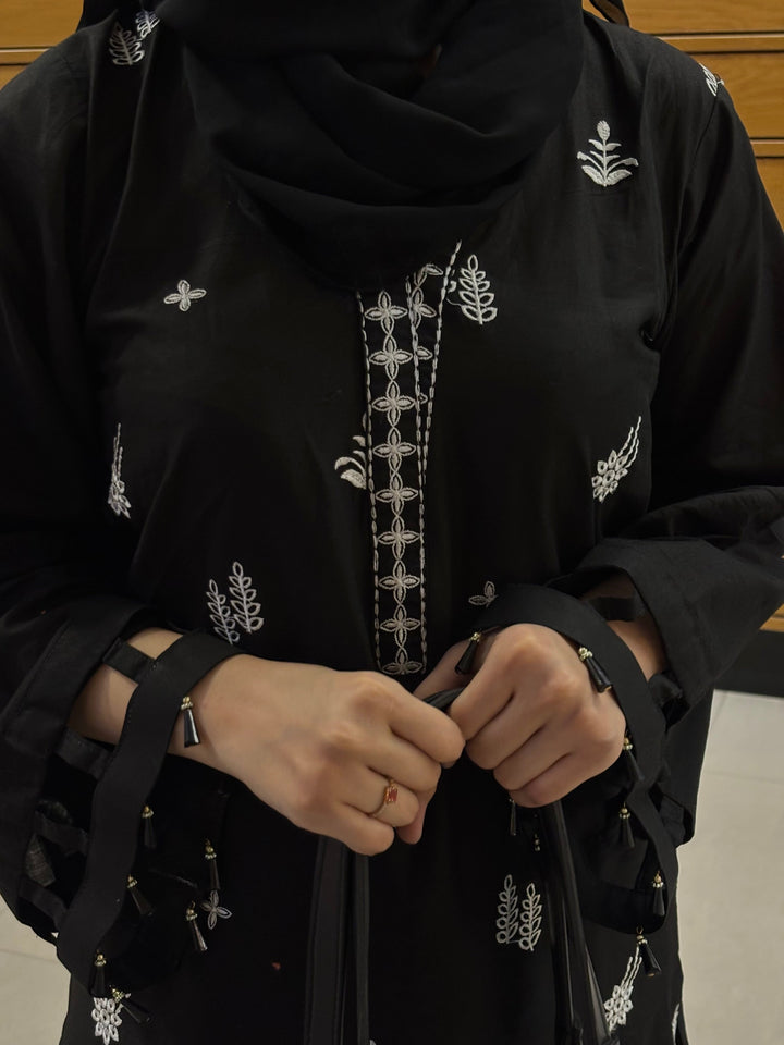 Timeless Black: Embroidered Lawn-Cotton Suit for Everyday Grace
