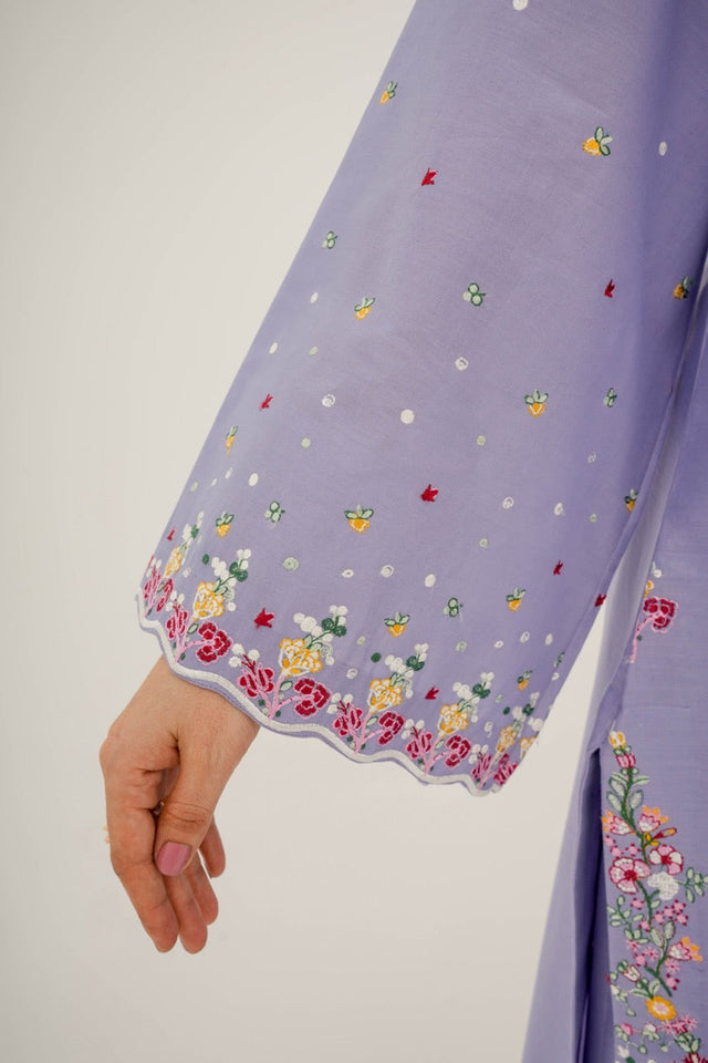 Eilara Purple Embroidered Lawn Suit with Embroidered Dupatta