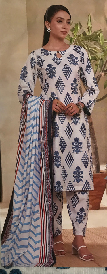 THREE PIECE STITCHED  Printed Shirt Printed trouser Printed Dupatta