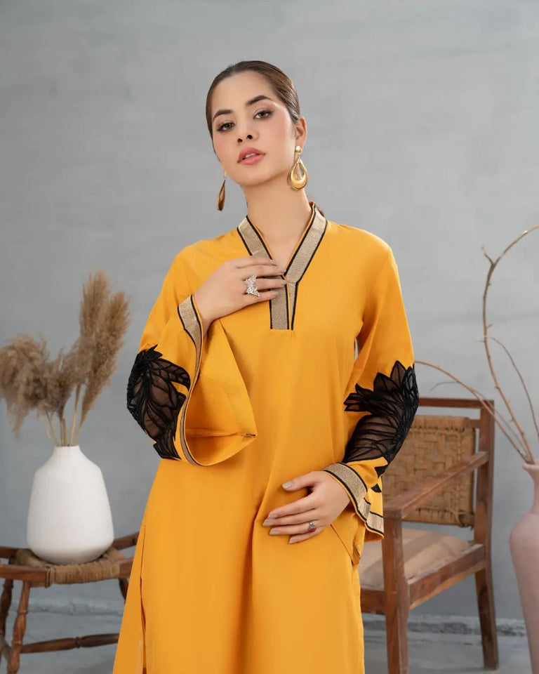 Almond ( Stitched Emb 2 Pcs) With plazo