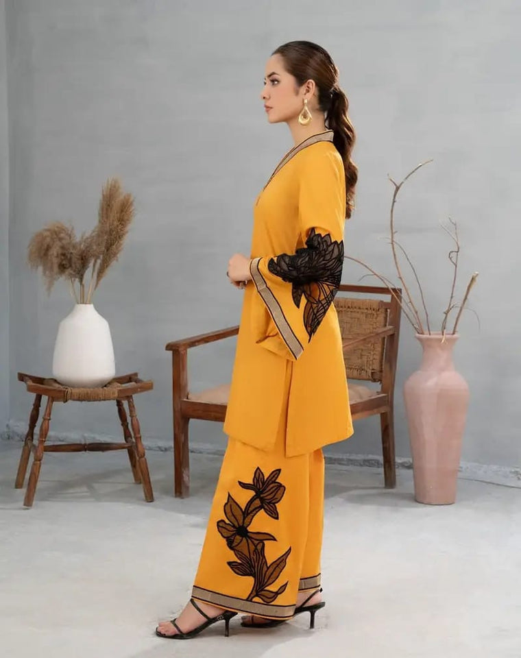 Almond ( Stitched Emb 2 Pcs) With plazo