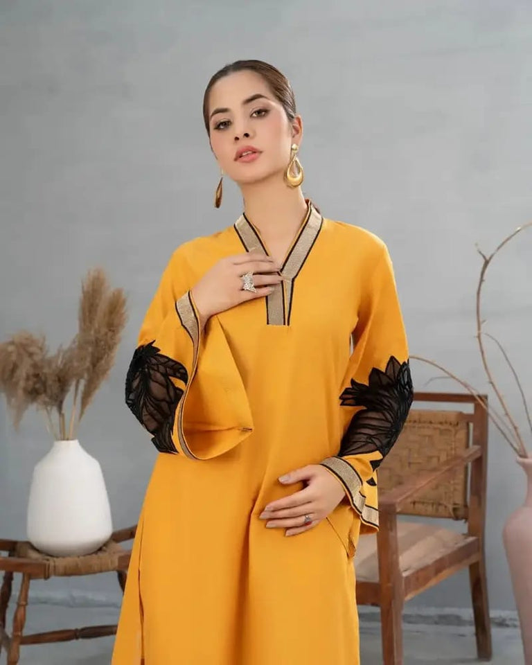 Almond ( Stitched Emb 2 Pcs) With plazo