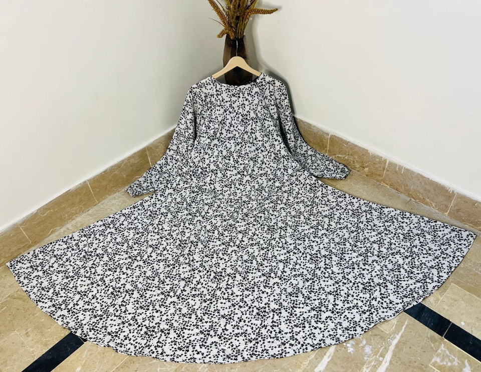 Sadaf Belle Shoulder Zip Maxi Abaya I SummerBloom Zip Abaya I New Printed Maxi Abaya