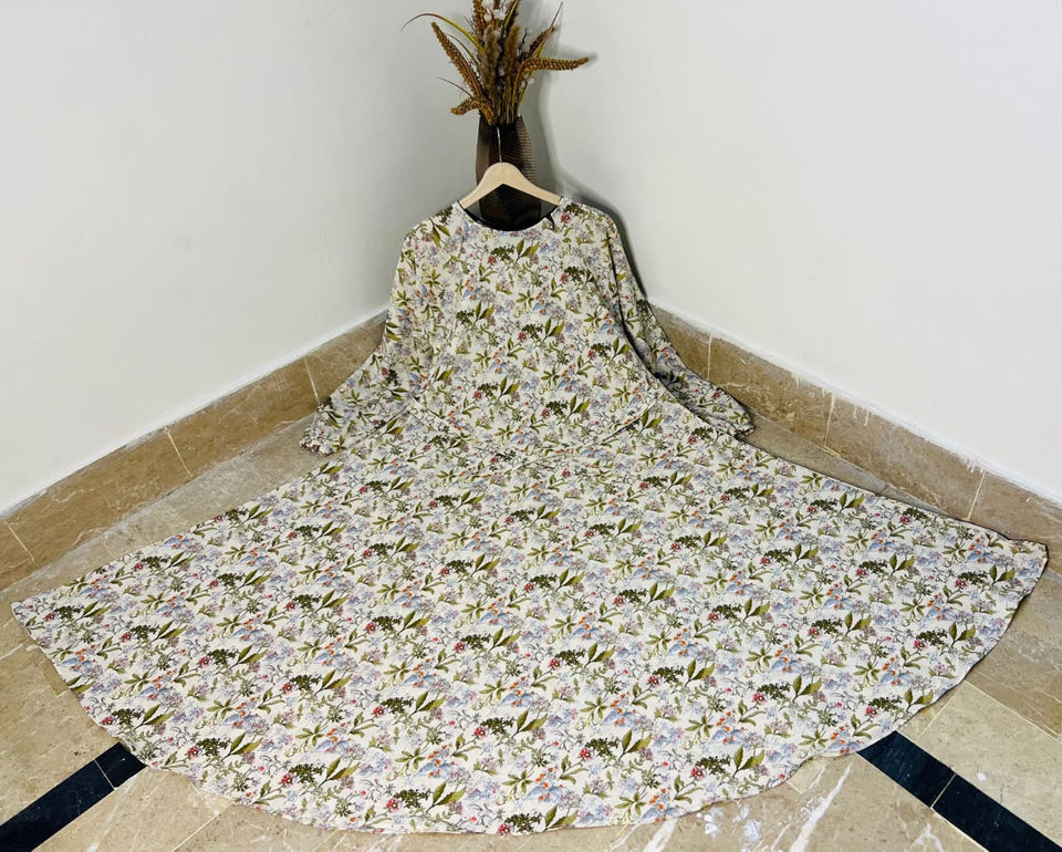 Sadaf Belle Shoulder Zip Maxi Abaya I SummerBloom Zip Abaya I New Printed Maxi Abaya