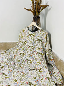 Sadaf Belle Shoulder Zip Maxi Abaya I SummerBloom Zip Abaya I New Printed Maxi Abaya