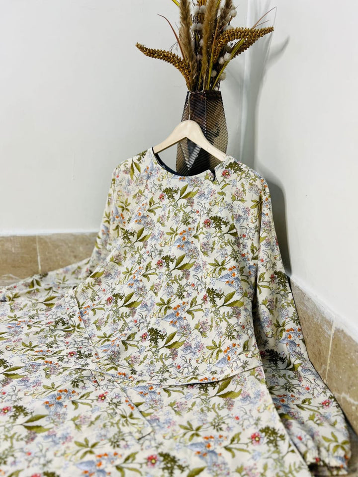 Sadaf Belle Shoulder Zip Maxi Abaya I SummerBloom Zip Abaya I New Printed Maxi Abaya