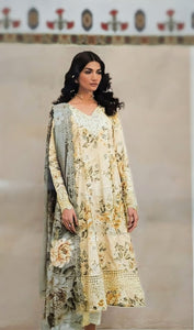 7-Piece Borer Embroidered Lawn Suit with Chiffon Dupatta