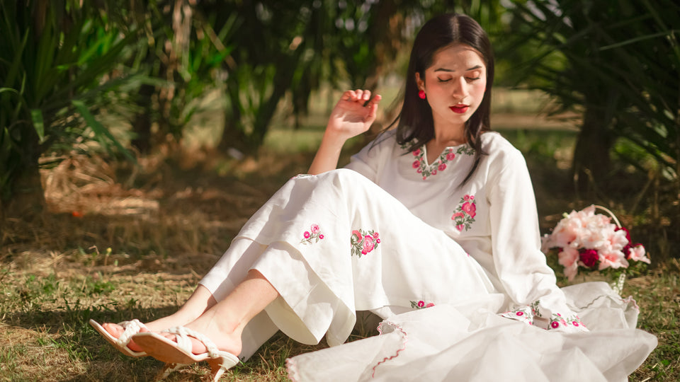 Embroidered Lawn Shirt by Komal, Plain Trouser Included
