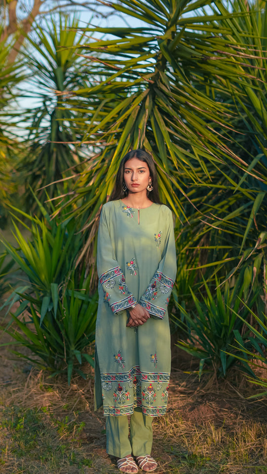 Miral 2-Piece Embroidered Lawn Shirt with Trouser