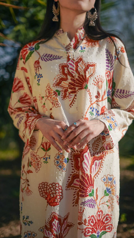 Mahnoor 2-Piece Printed Lawn with White Trouser Ensemble