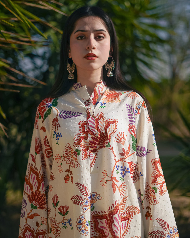 Mahnoor 2-Piece Printed Lawn with White Trouser Ensemble