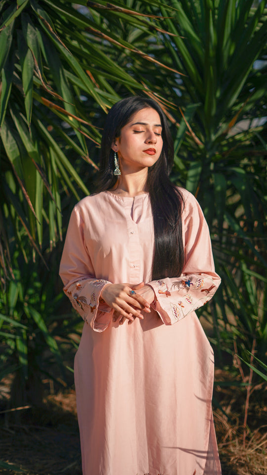 Rida Embroidered Lawn Shirt with Plain Trouser Set