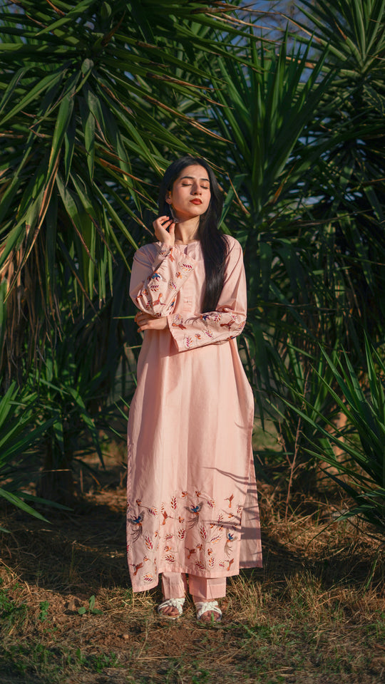 Rida Embroidered Lawn Shirt with Plain Trouser Set