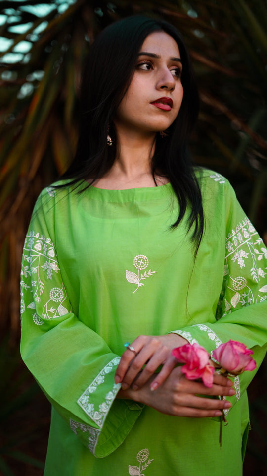 Ishaal 2-Piece Embroidered Lawn with Plain Trouser