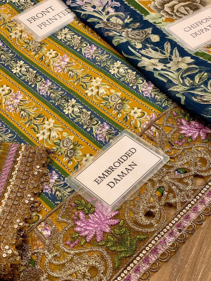 Golden bloom Striped Floral -M Print Collection