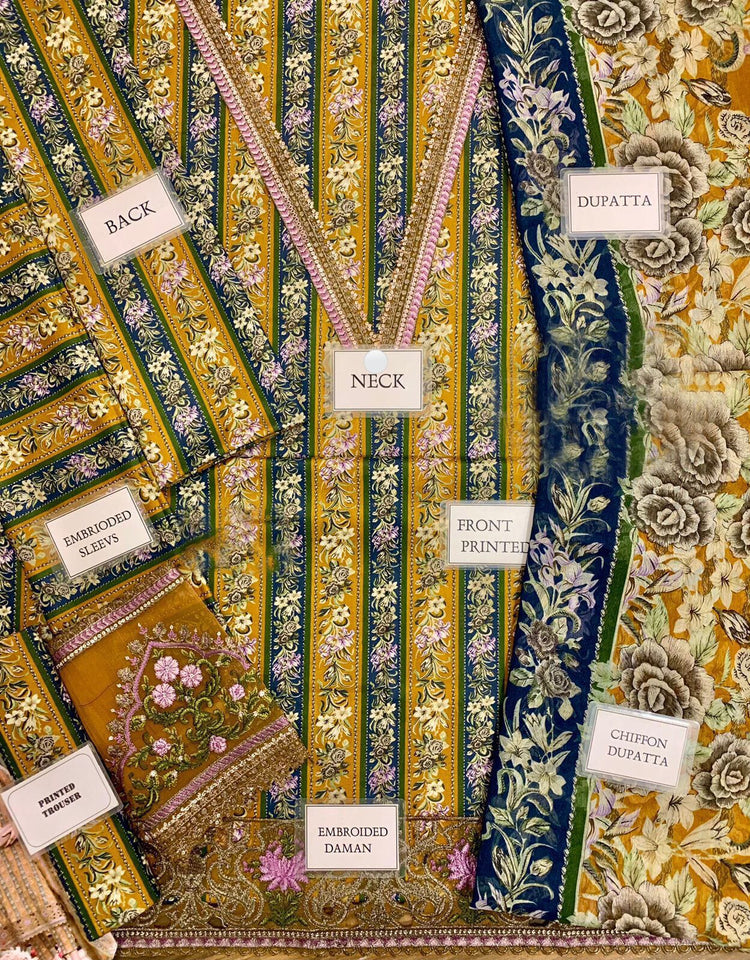 Golden bloom Striped Floral -M Print Collection